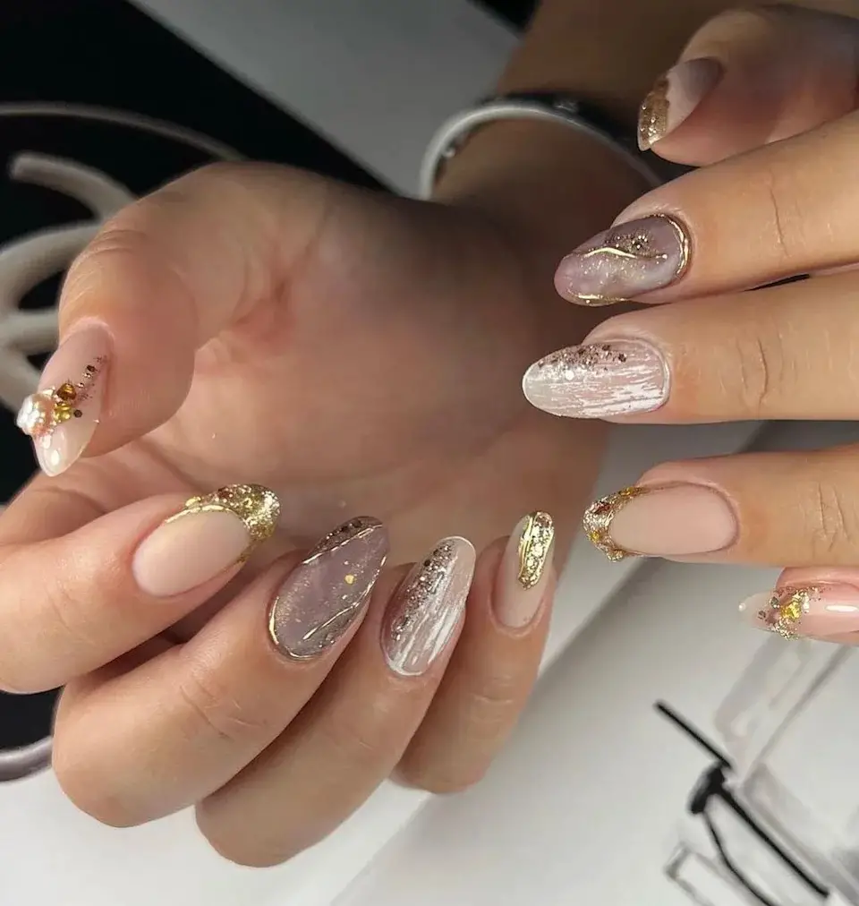 Both Hands Close-Up Visual Idea Both Hands Close-Up Visual Idea — Winter Nude Nails