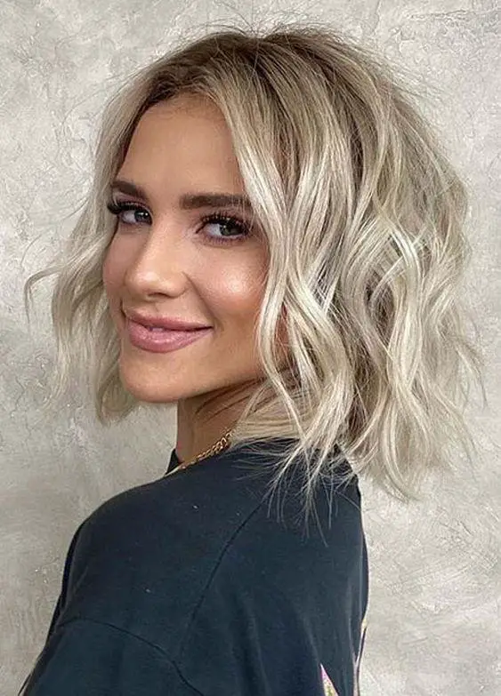 Textured Platinum Blonde Bob — Winter Hairstyles for Thin Hair