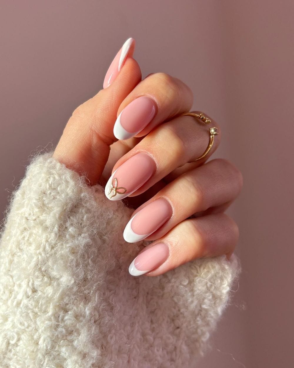 Delicate Gold Butterfly Charm Visual Idea Delicate Gold Butterfly Charm Visual Idea — Winter French Tip Nails