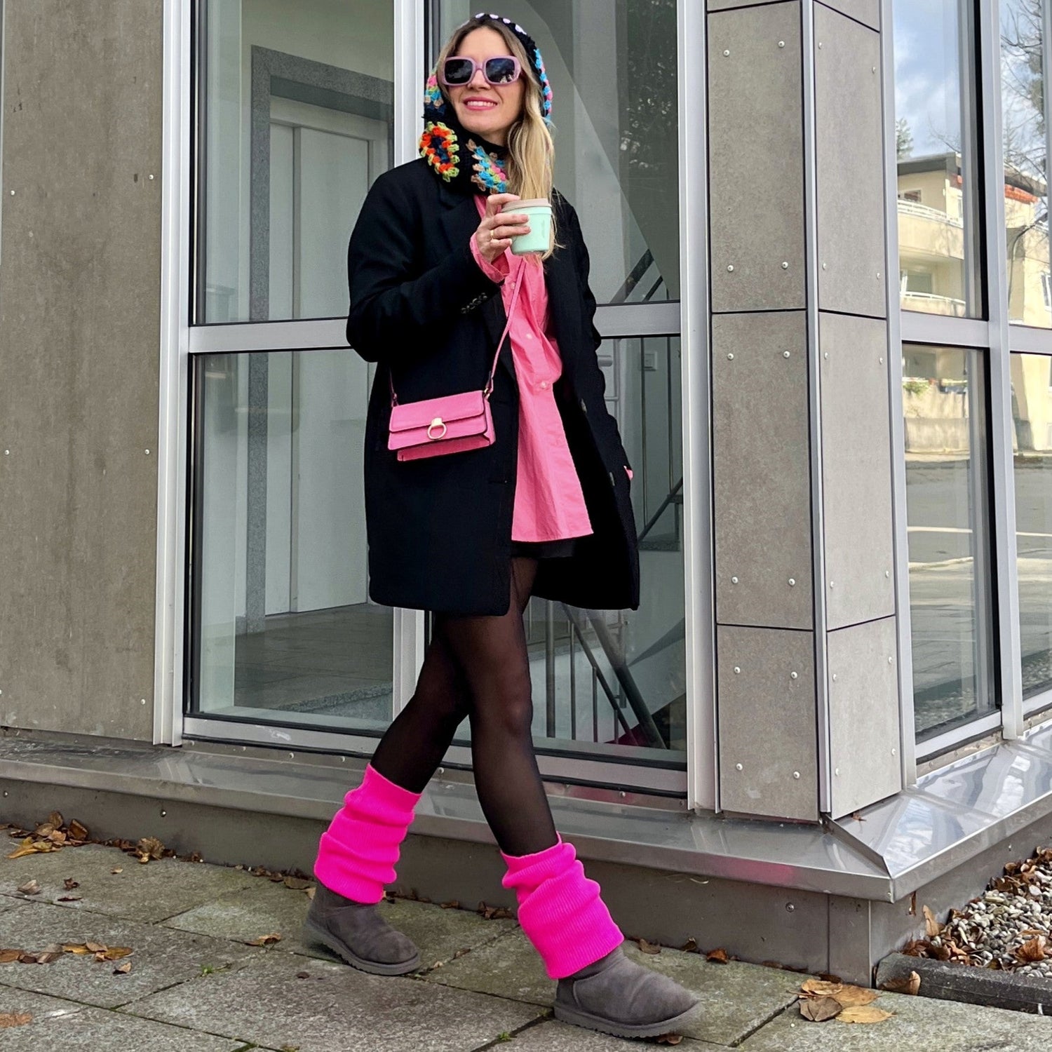 Pop of Color: Bright Pink Leg Warmers Over Boots Pop of Color: Bright Pink Leg Warmers Over Boots — Leg Warmers Outfits
