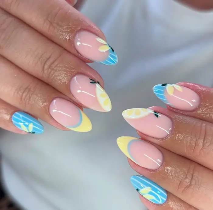 Summer Lemon Slice Almond Nails Summer Lemon Slice Almond Nails — Almond Nail Inspo