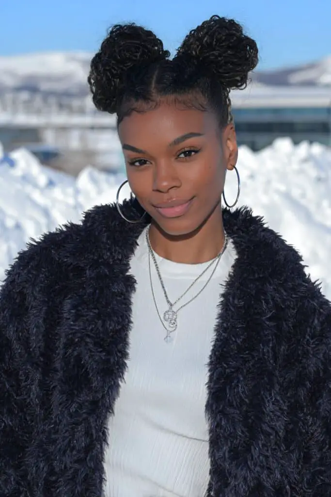 Space Buns with Blonde Highlights — Winter Braid Colors for Black Women
