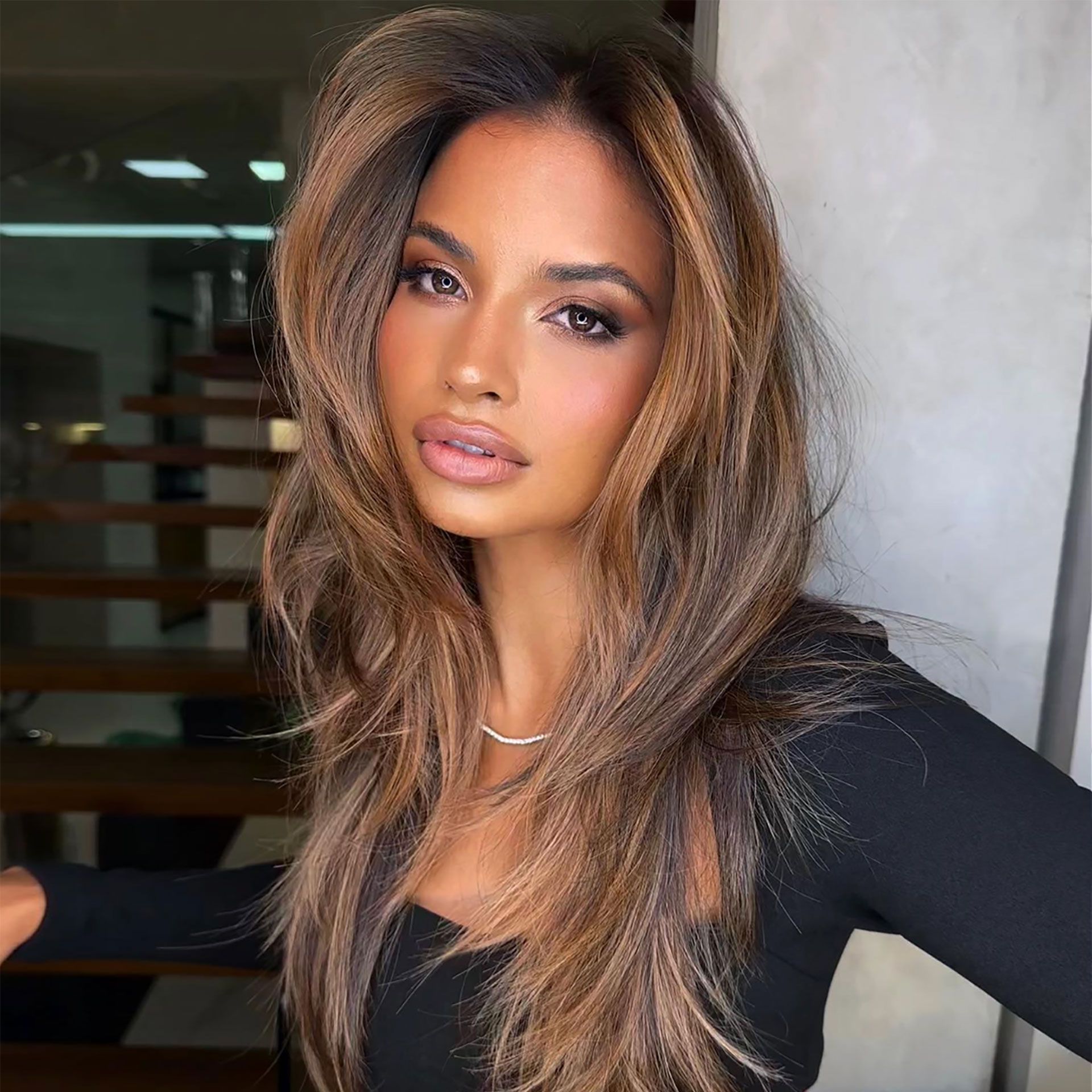 Thick Wavy Dark Brown Balayage Thick Wavy Dark Brown Balayage — Blonde to Brunette Hair