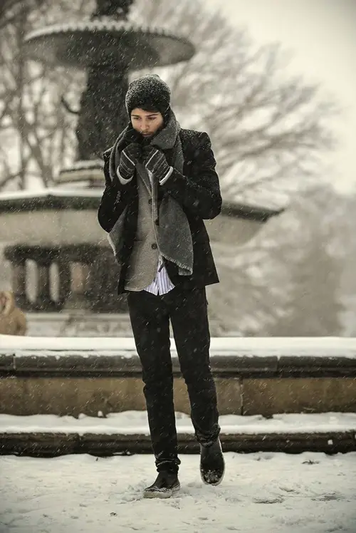 Winter Casual: Blazer with Beanie and Scarf Winter Casual: Blazer with Beanie and Scarf — Winter Outfits for Men