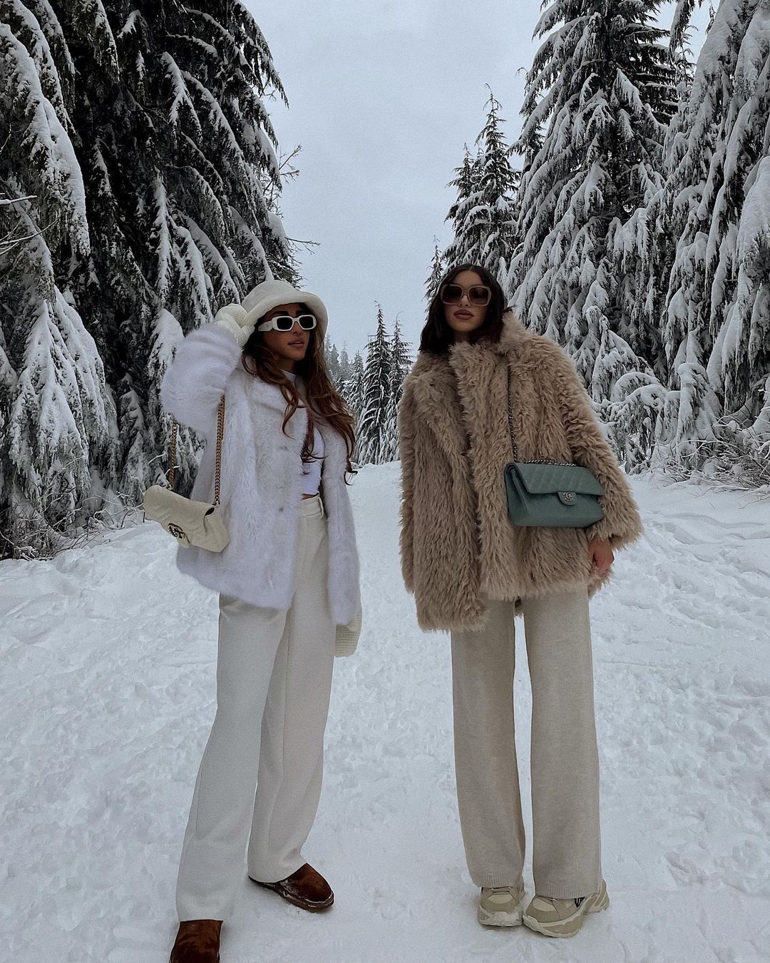 Fluffy Fur Coats and Wide-Leg Pants for a Luxe Snow Day — Snow Day Outfits