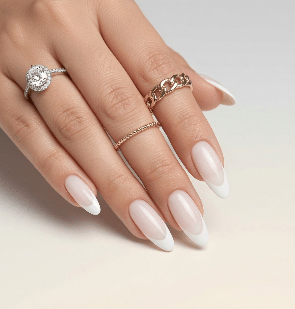 White French Tips Visual Idea — Milky White Nails