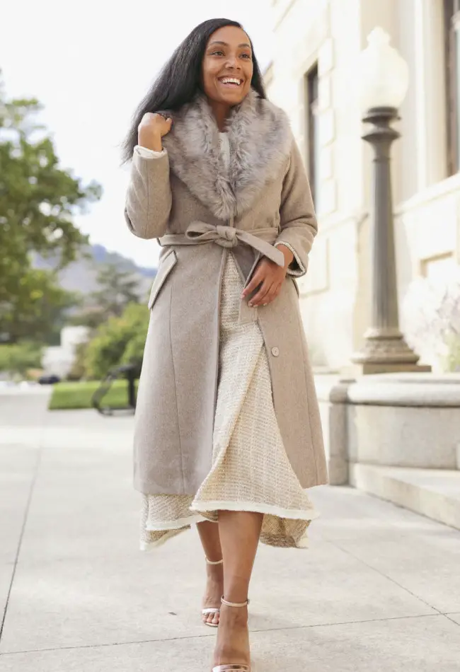 Elegant Wool Coat Over a Tweed Dress Elegant Wool Coat Over a Tweed Dress — January Outfits