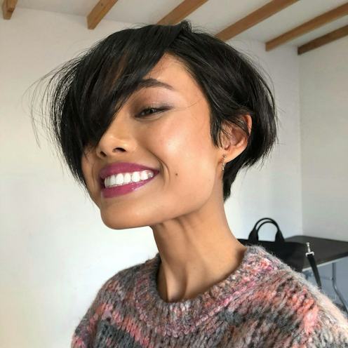 Textured Black Pixie with Asymmetrical Bangs — Short Winter Haircuts