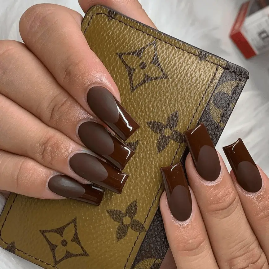 Matte Deep Brown French Tips Matte Deep Brown French Tips — Winter Coffin Nails