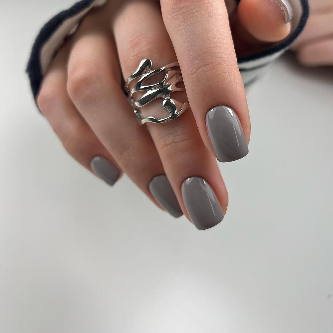 Cool Grey Satin Matte Square Nails Cool Grey Satin Matte Square Nails — Winter Nail Colors