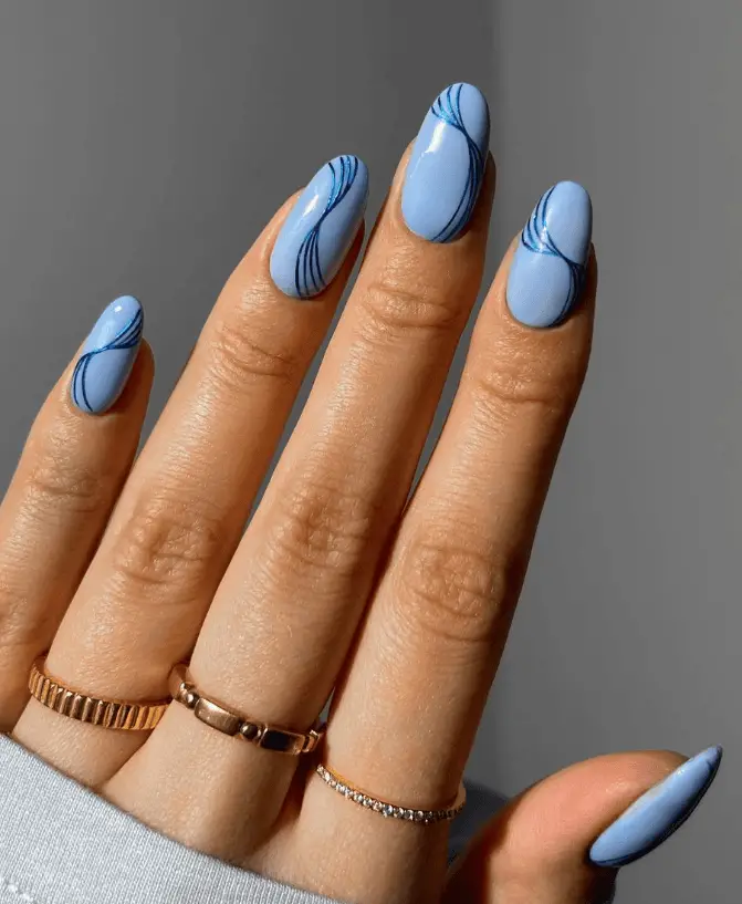 Smooth Application Clean Lines Visual Idea — Navy Blue Nails