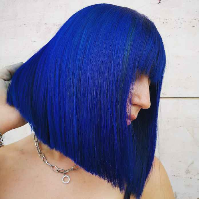 Electric Blue Angled Bob Electric Blue Angled Bob — Winter Hair Colors for Short Hair