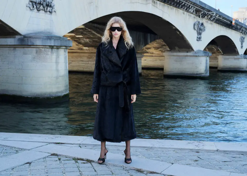 Long Belted Faux Fur Coat for Formal Winter Events — All Black Winter Outfits