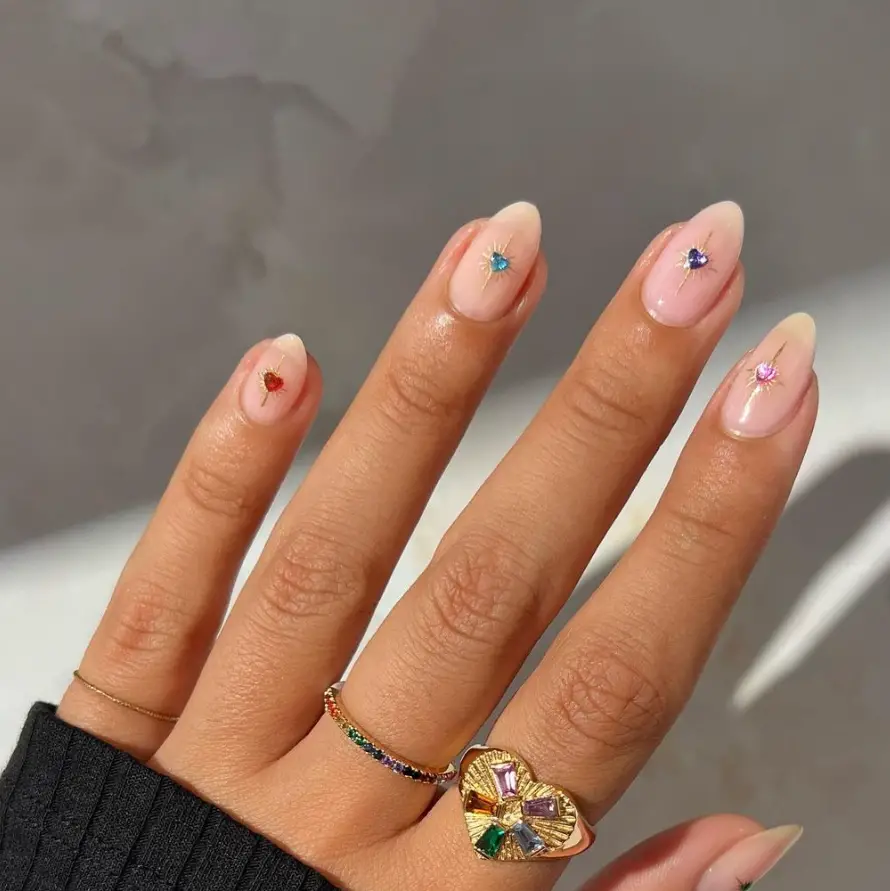Sheer Nude with Cherry Accent Nails Sheer Nude with Cherry Accent Nails — Classy Simple Nail Designs
