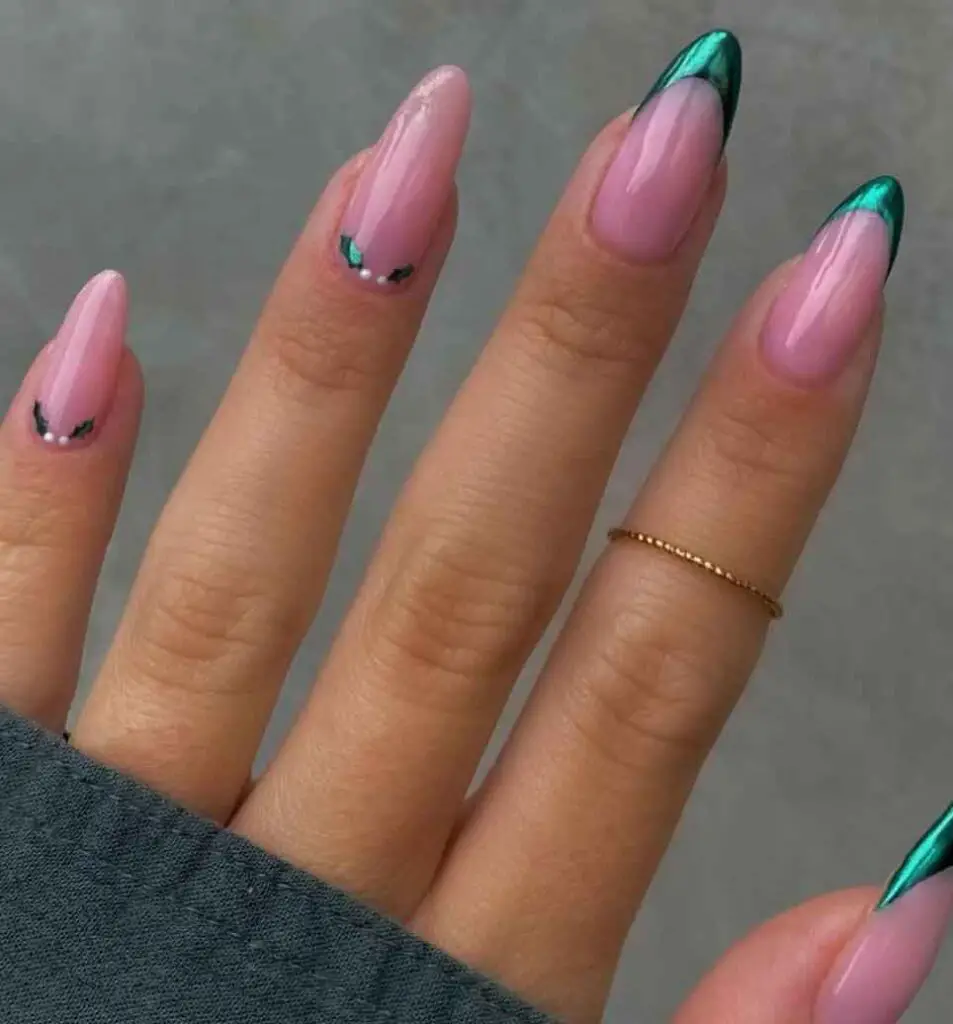 Emerald Green French Tip Stiletto Nails Emerald Green French Tip Stiletto Nails — Green Nail Designs