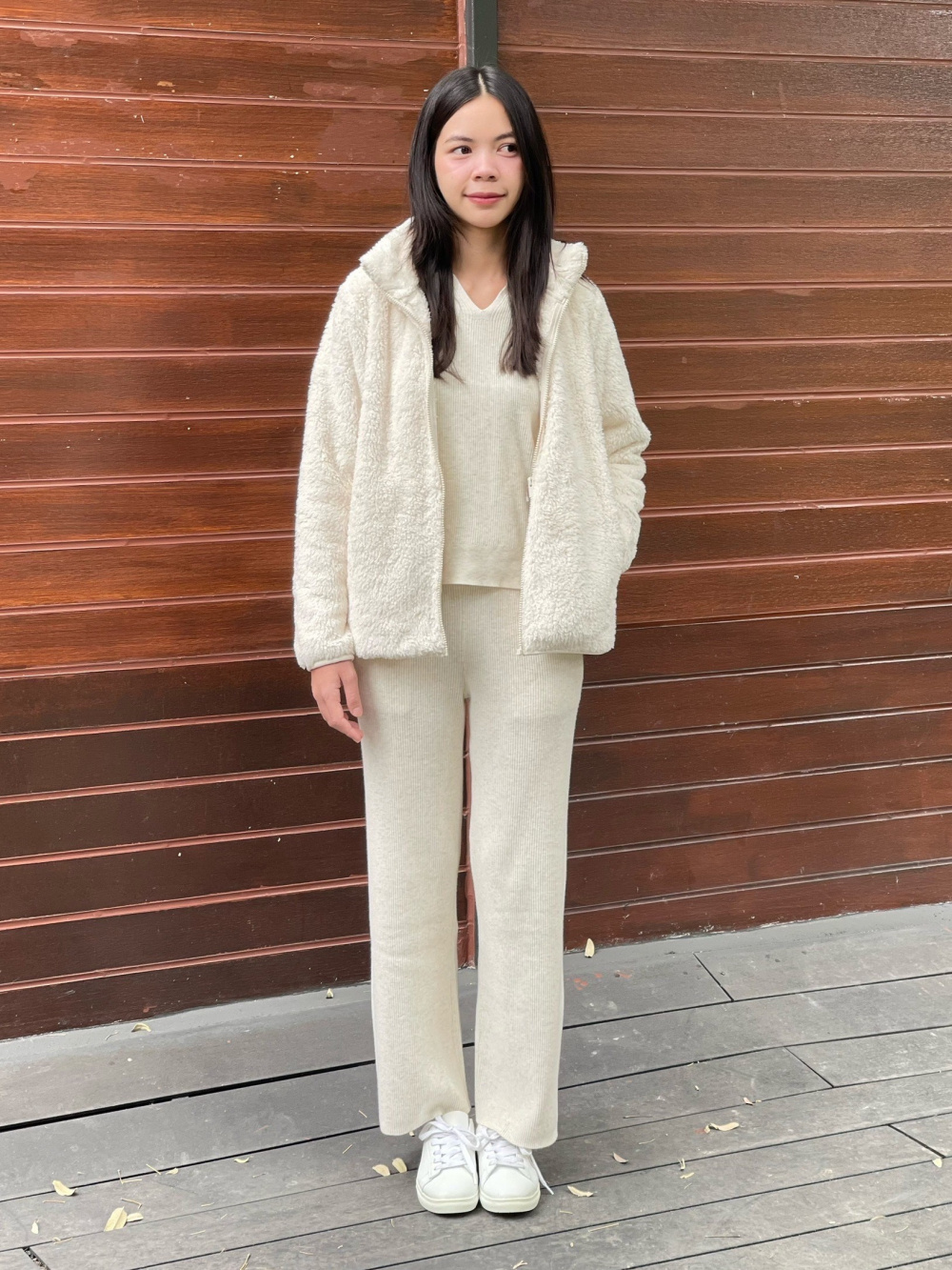 Achieve Monochromatic Loungewear with a Fuzzy Fleece Set — Fleece Jacket Outfits