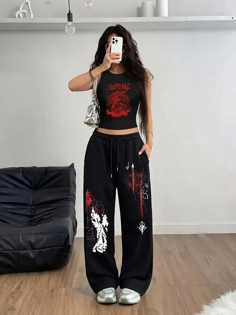 Graphic Sweatpants and Tank Top for Casual Grunge — Grunge Winter Outfits