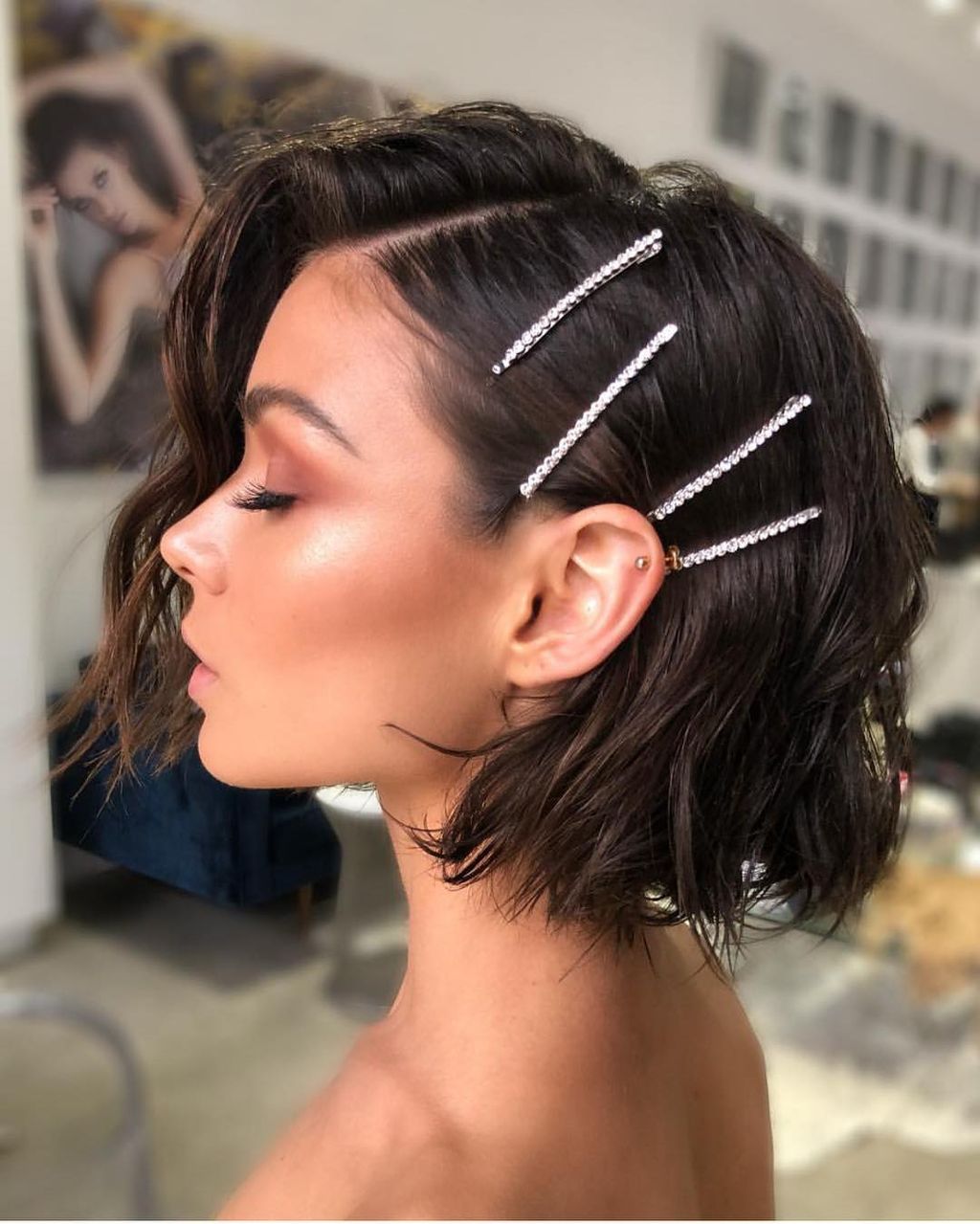 Wavy Chin Bob With Sparkling Clips — Winter Party Hairstyles