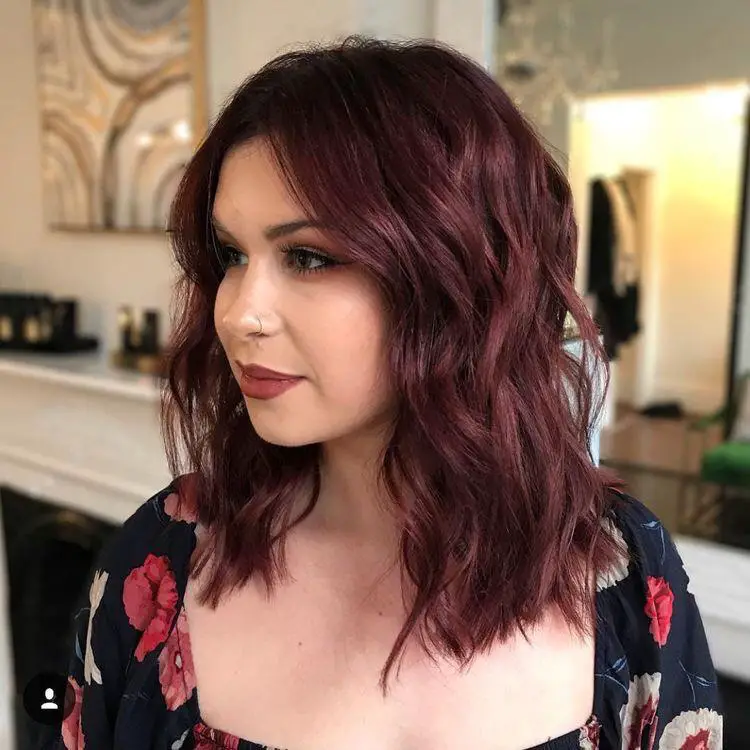 Collarbone Visual Idea Collarbone Visual Idea — Burgundy Hair Color