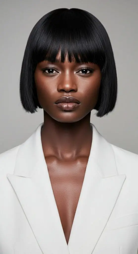 Blunt Bob With Straight Fringe — Low Maintenance Winter Haircuts