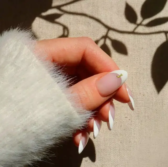 String Lights Pine Sprig Square Nails — Winter Wedding Nails