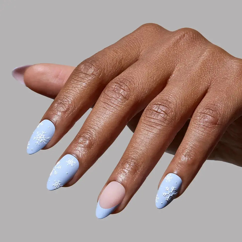 Medium Coffin 3D Snowflakes Medium Coffin 3D Snowflakes — Winter Blue Nails