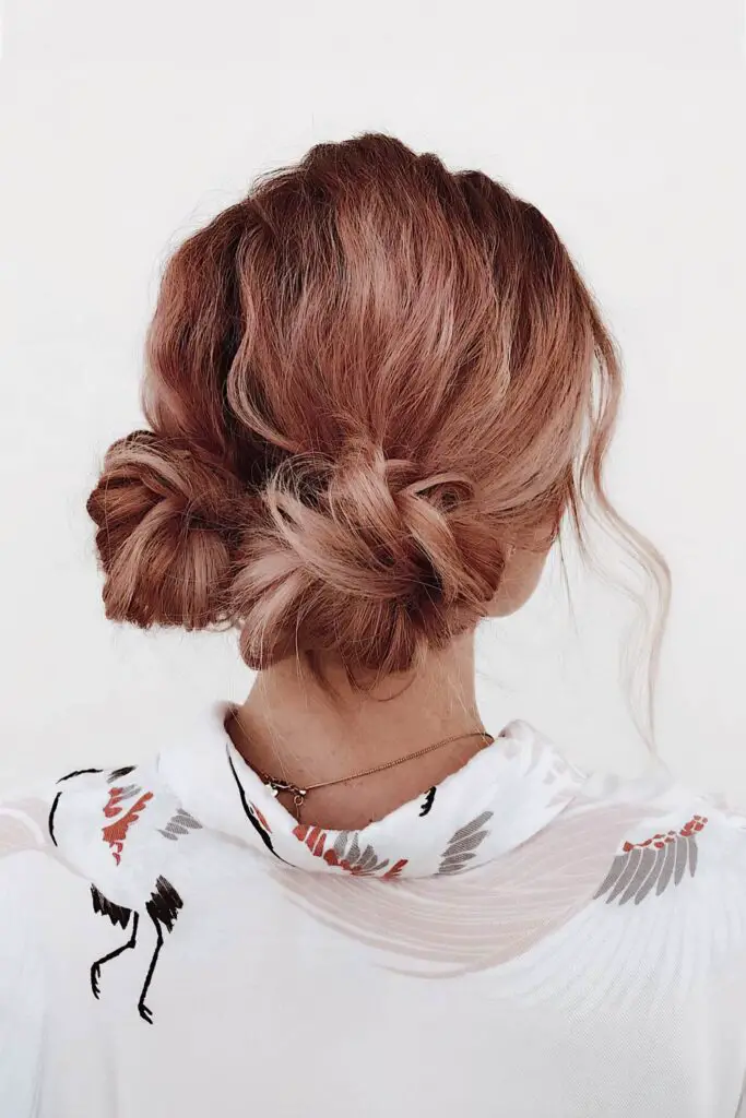 Soft Rose Gold Twisted Buns — Winter Hairstyles for School