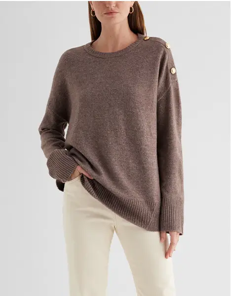 Subtle Details: Taupe Knit Sweater with Cream Trousers Subtle Details: Taupe Knit Sweater with Cream Trousers — Oversized Sweater Outfits