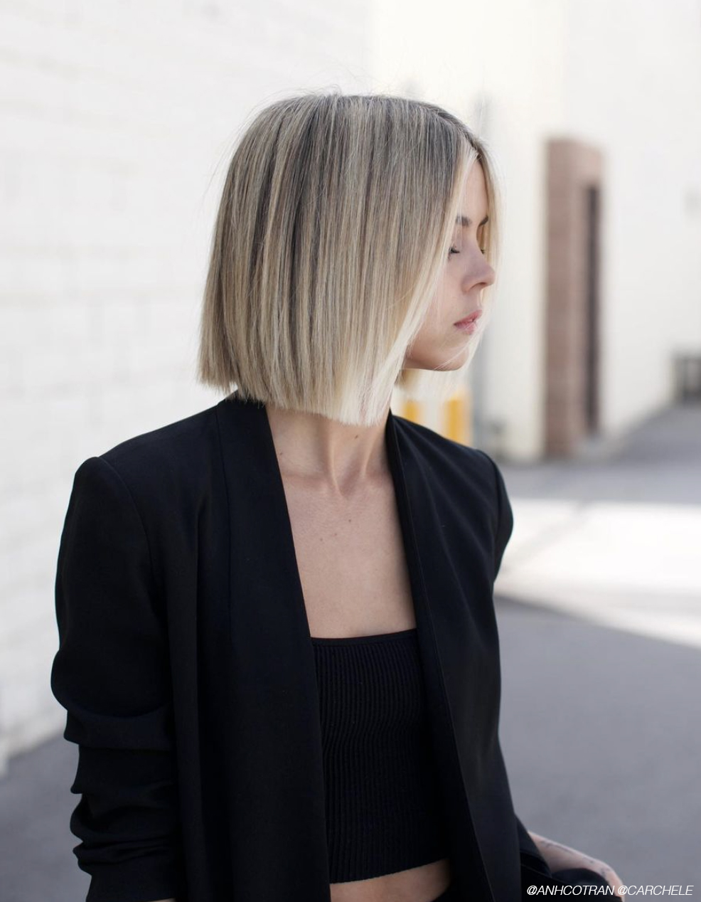 Ash Blonde Blunt Bob with Dark Roots Ash Blonde Blunt Bob with Dark Roots — Winter Bob Haircuts