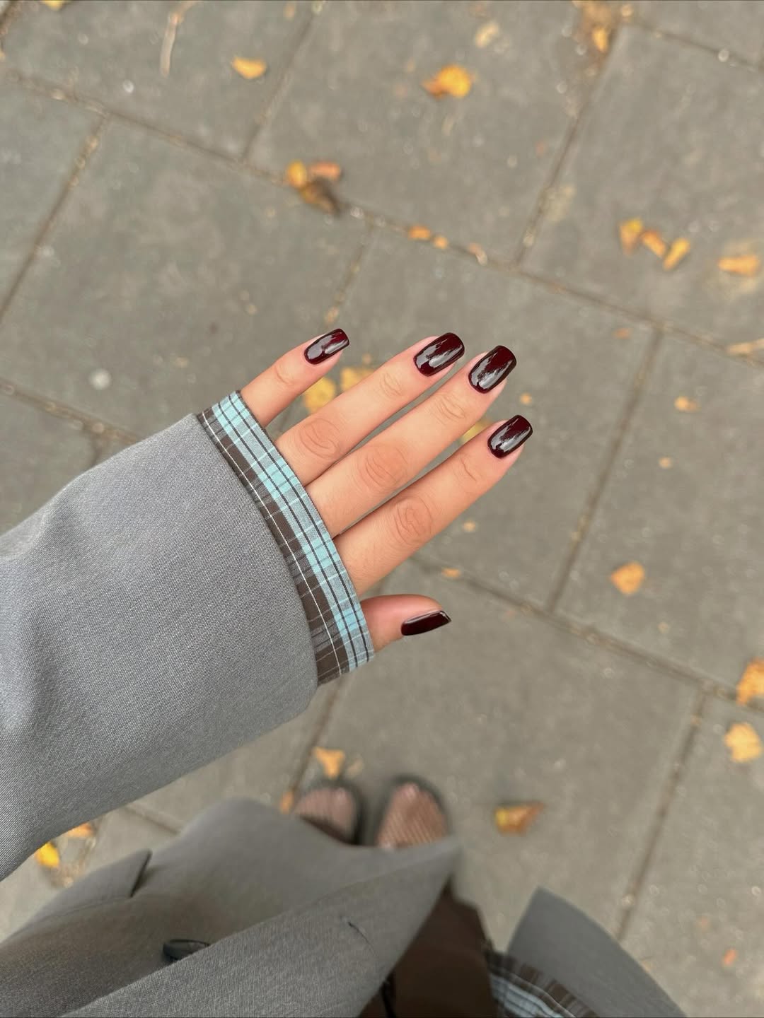 Deep Glossy Burgundy Square Nails — January Nails