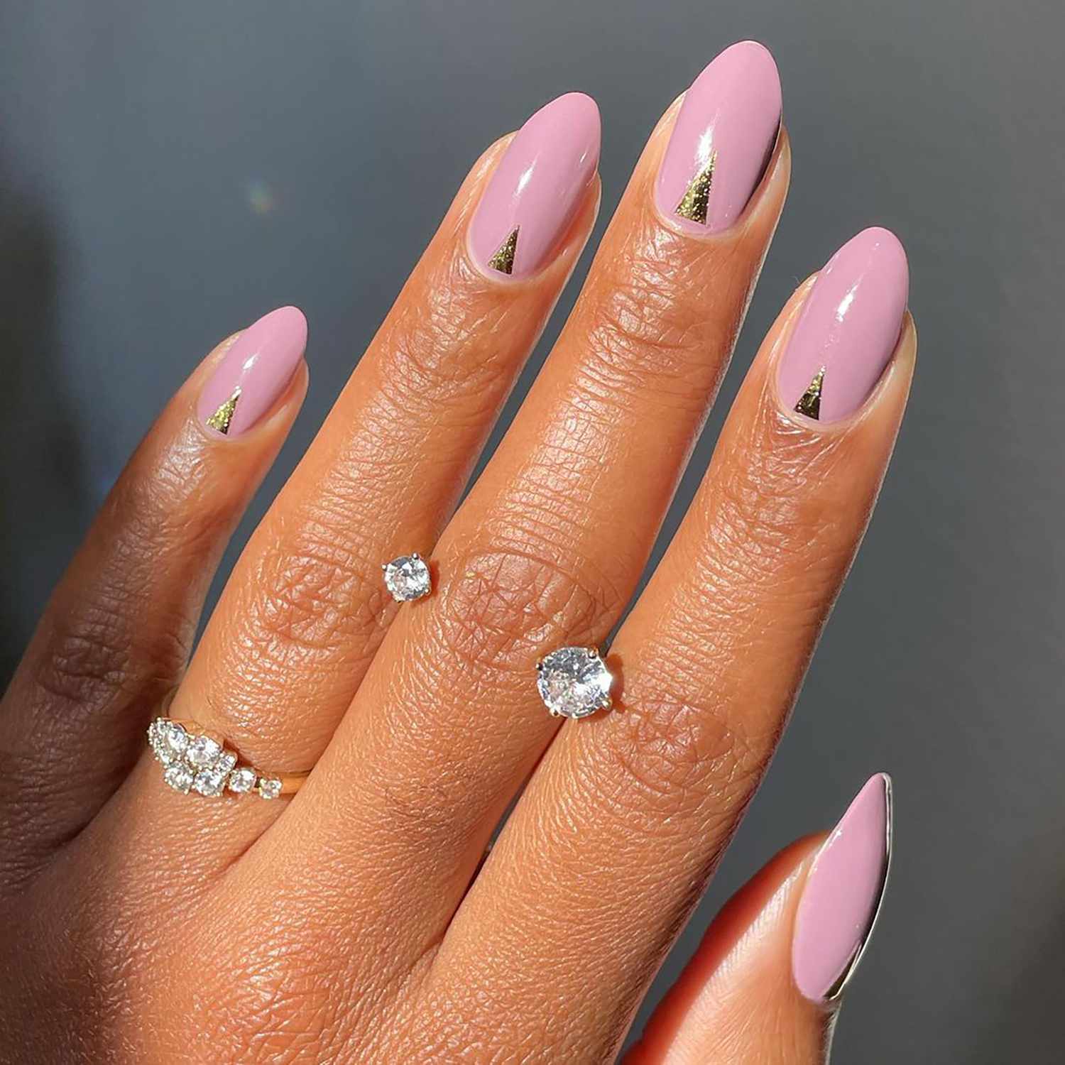 Plum with Gold Foil Accents Plum with Gold Foil Accents — Winter Nail Colors for Dark Skin