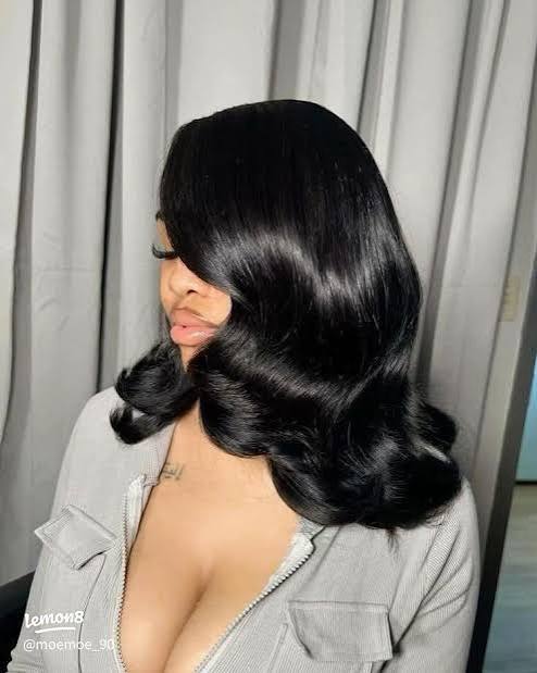 Shoulder Length Layered Jet Black Waves Shoulder Length Layered Jet Black Waves — Jet Black Hair