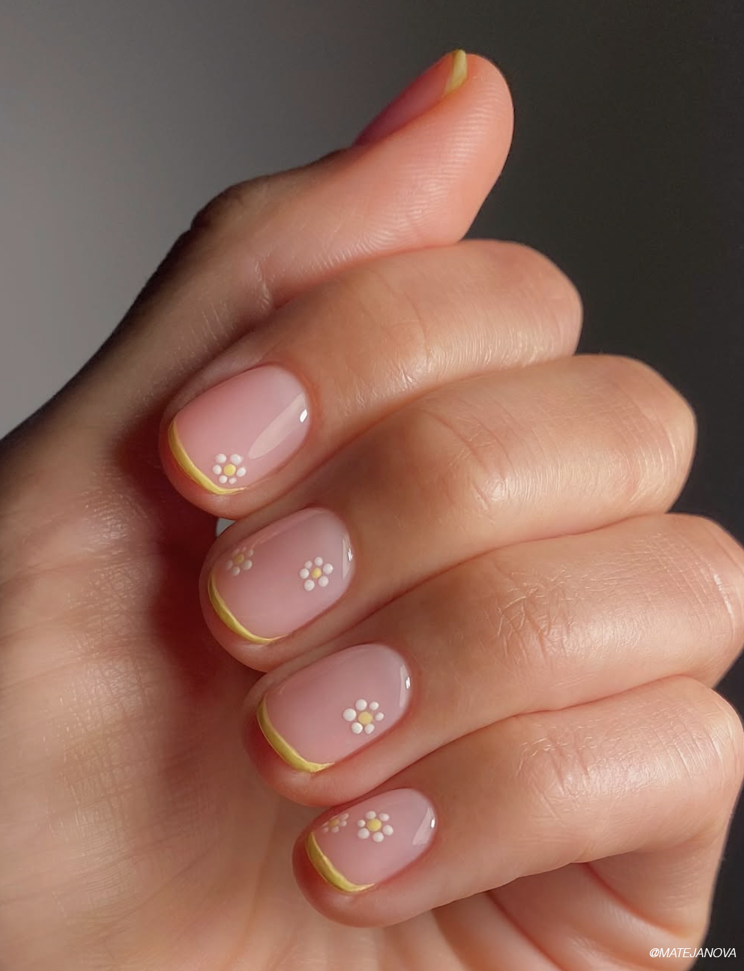 Yellow French Tips with White Flowers Yellow French Tips with White Flowers — Nail Art Ideas