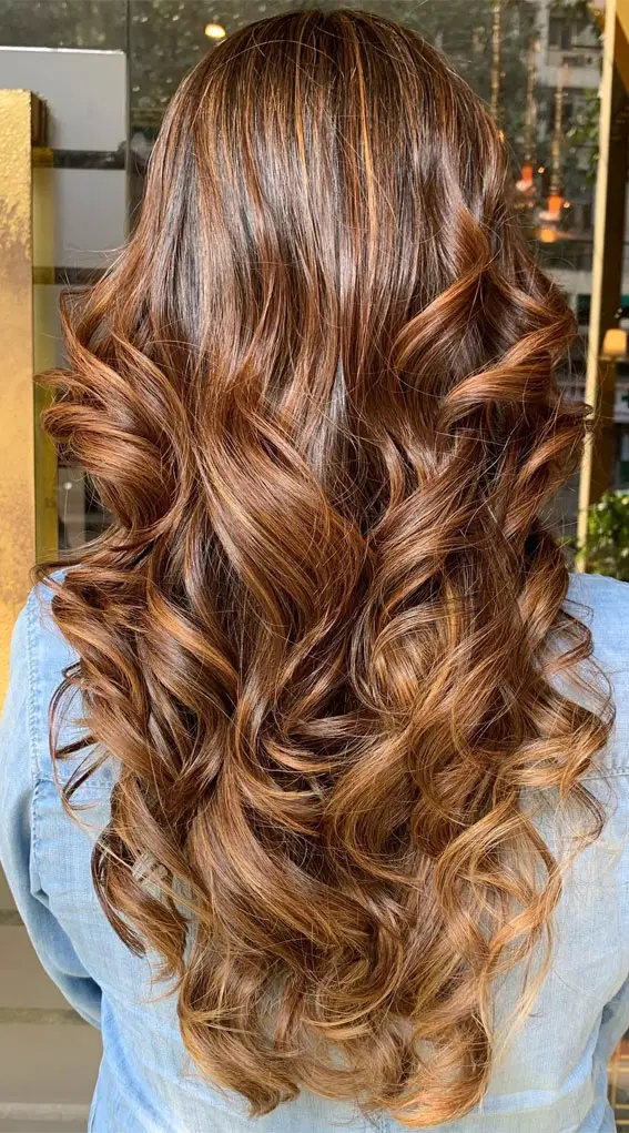 Copper Brown With Golden Highlights Copper Brown With Golden Highlights — Winter Hair Colors for Brown Eyes