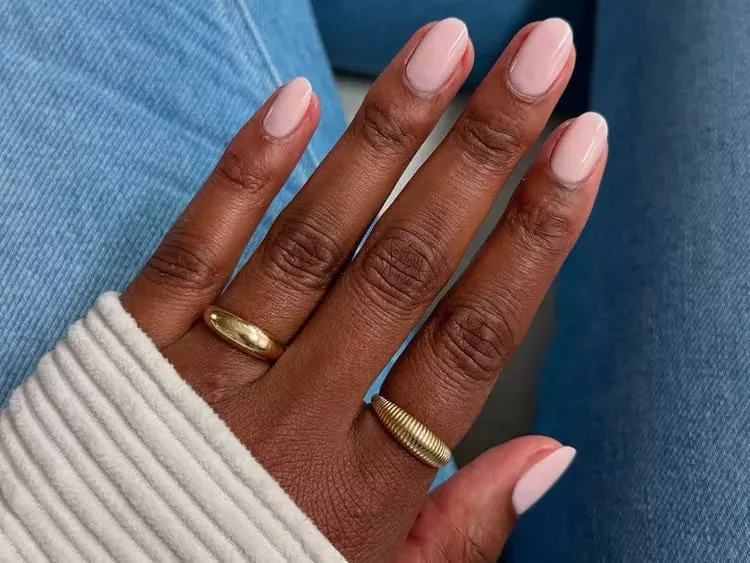 Short Oval Milky Pale Pink — January Nails