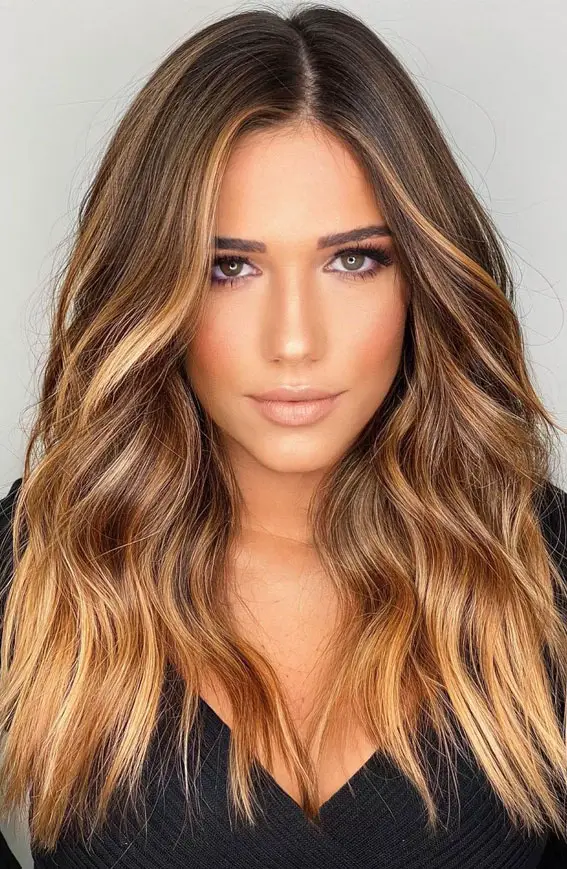 Collarbone Waves Light Brown Honey Blonde Tips Collarbone Waves Light Brown Honey Blonde Tips — Blonde to Brunette Hair