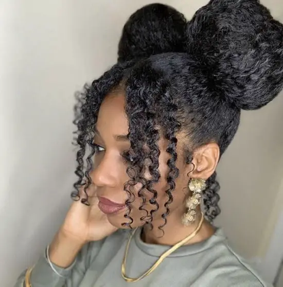 High Buns With Curly Tendrils High Buns With Curly Tendrils — Winter Hairstyles for Black Women