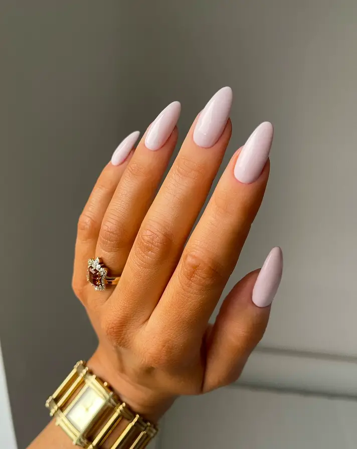 Perfectly Shaped Glossy Pink Stilettos Perfectly Shaped Glossy Pink Stilettos — Winter Pink Nails