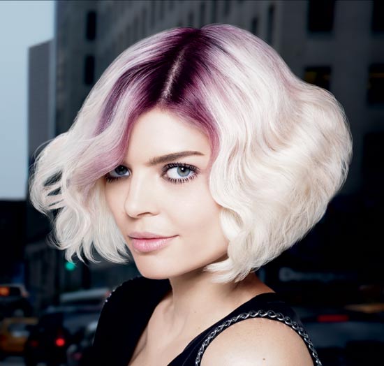 Dark Roots to Platinum Bob with Pink Dark Roots to Platinum Bob with Pink — Winter Ombre Hair