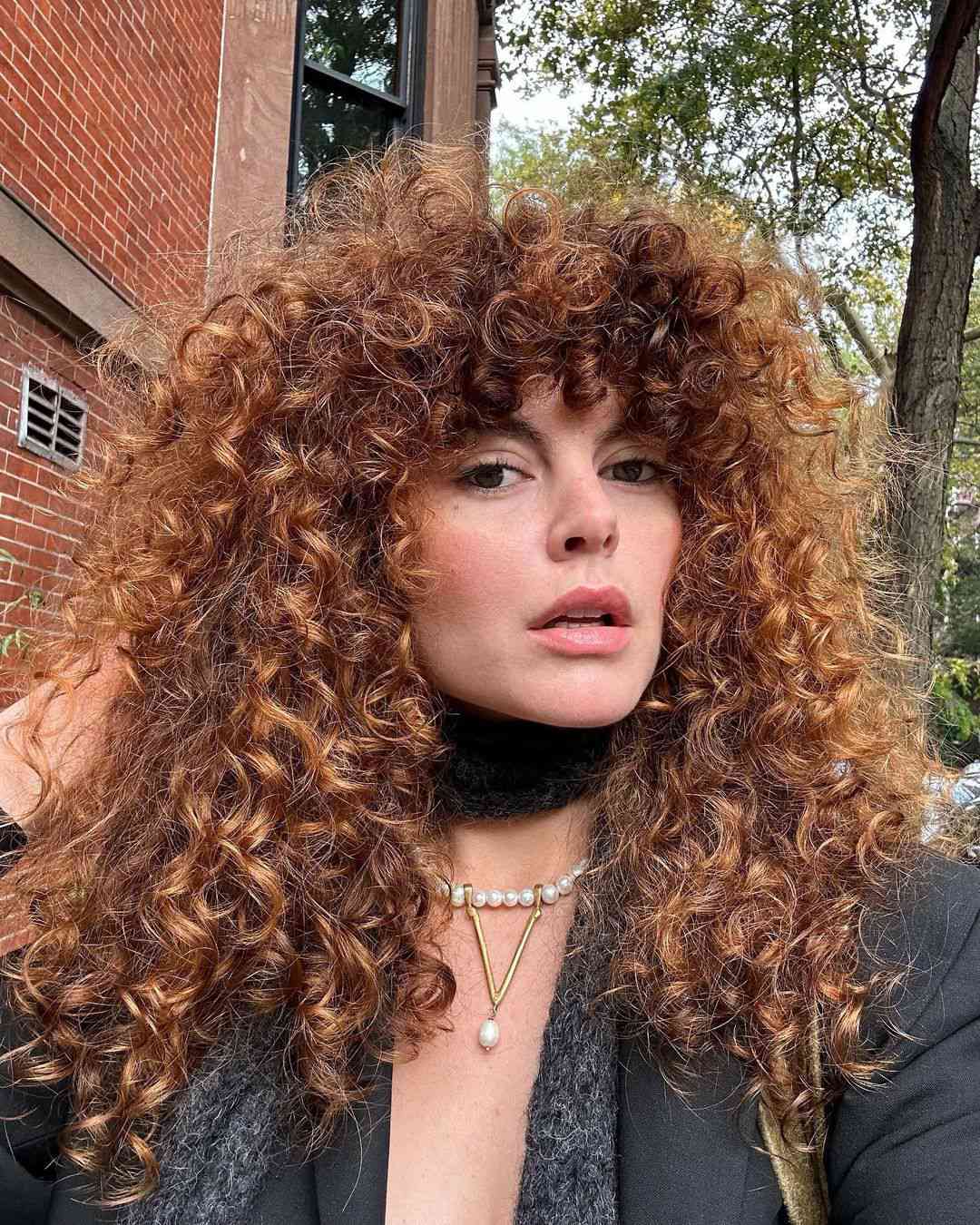 Collarbone Shag In Rich Auburn With Coppery Highlights Collarbone Shag In Rich Auburn With Coppery Highlights — Winter Hair Colors for Curly Hair