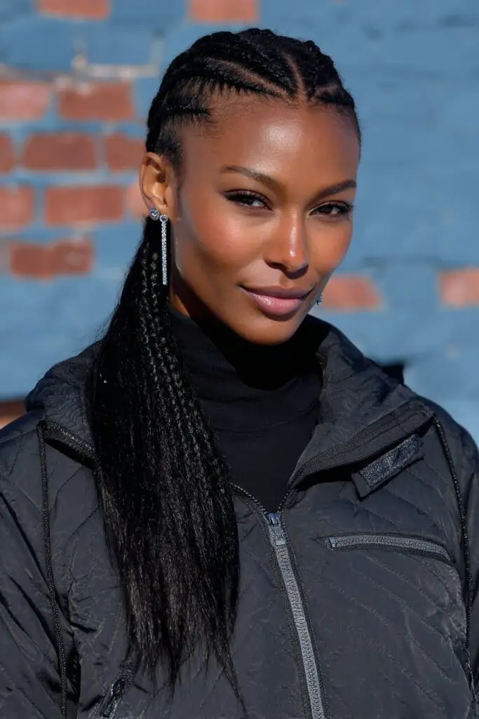 Sleek Braided Ponytail With Cornrows Sleek Braided Ponytail With Cornrows — Winter Knotless Braids