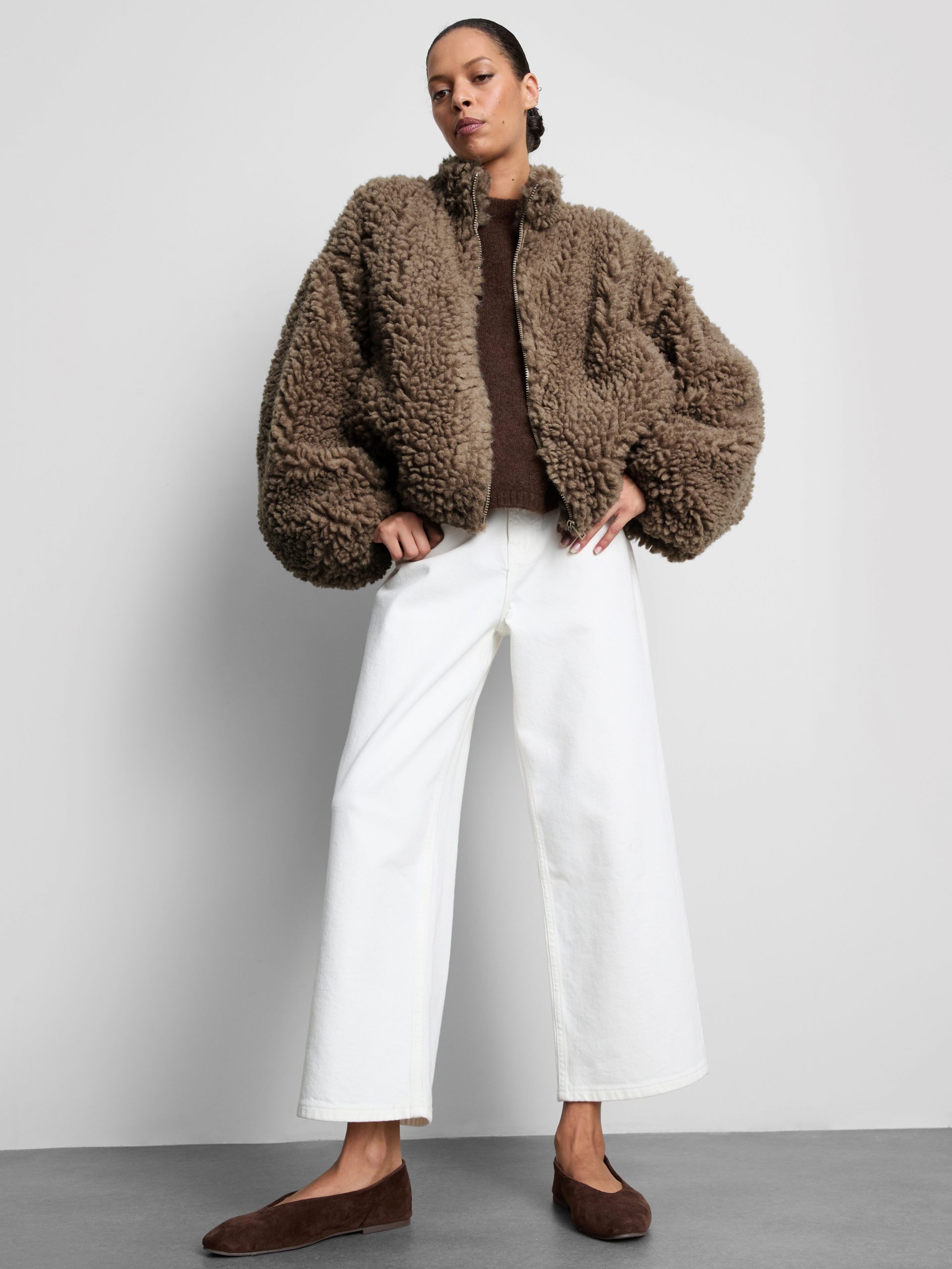 Textured Fuzzy Jacket and Knit Sweater for a Cozy Ensemble Textured Fuzzy Jacket and Knit Sweater for a Cozy Ensemble — Cold Weather Outfits