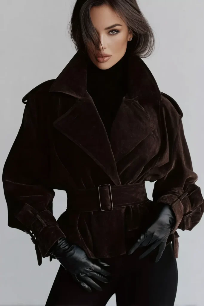 Chic Sophistication: Brown Suede Trench Coat Chic Sophistication: Brown Suede Trench Coat — Aesthetic Winter Outfits