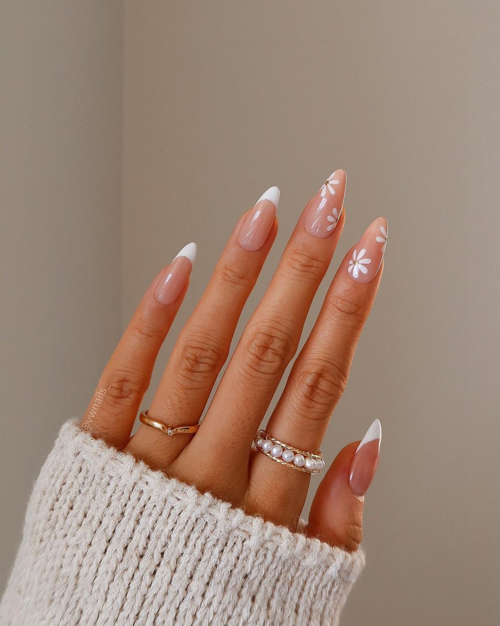 Sheer Pink Floral French Stiletto Nails Sheer Pink Floral French Stiletto Nails — Cute Nail Designs