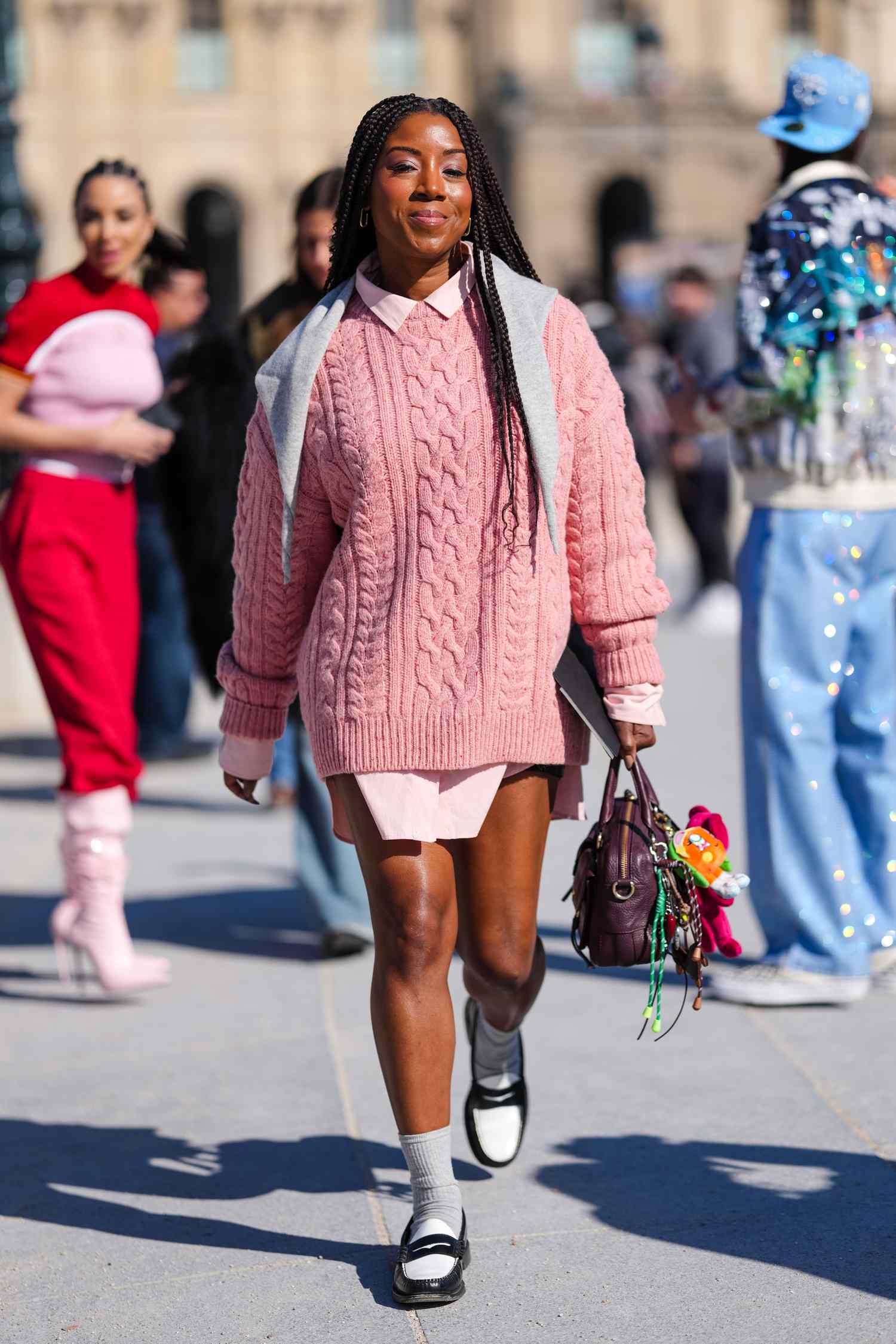 Layered Comfort: Pink Oversized Sweater with Collared Shirt Layered Comfort: Pink Oversized Sweater with Collared Shirt — Oversized Sweater Outfits