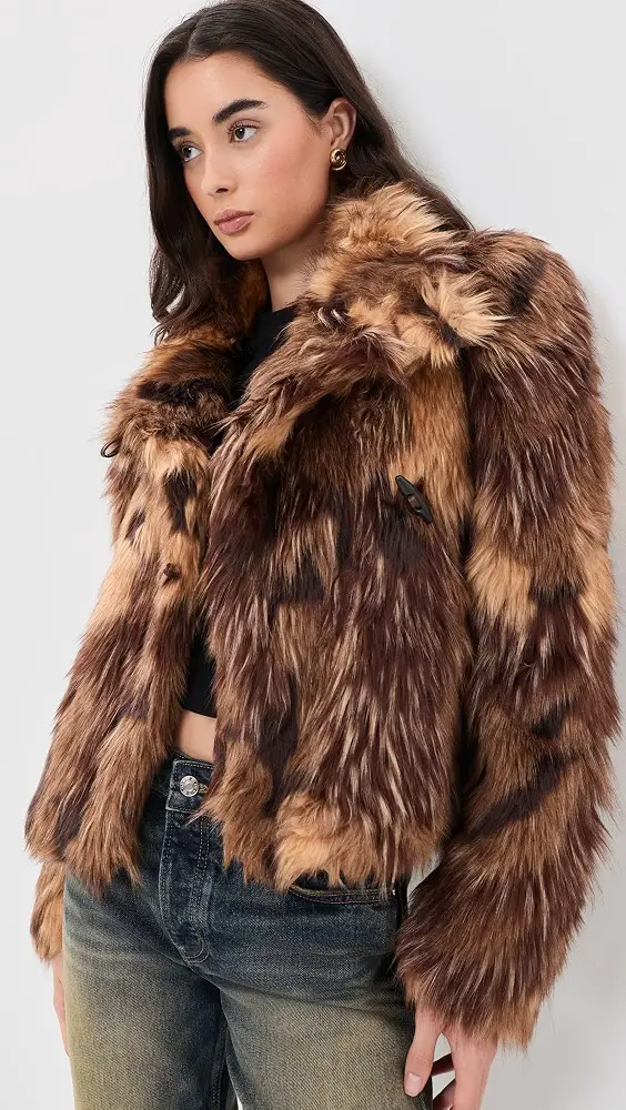 Cropped Faux Fur Jacket in Earth Tones — Winter Jackets for Women