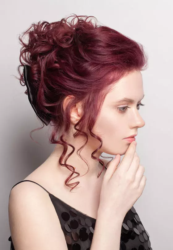Deep Mahogany Updo With Curls Deep Mahogany Updo With Curls — Mahogany Hair Color