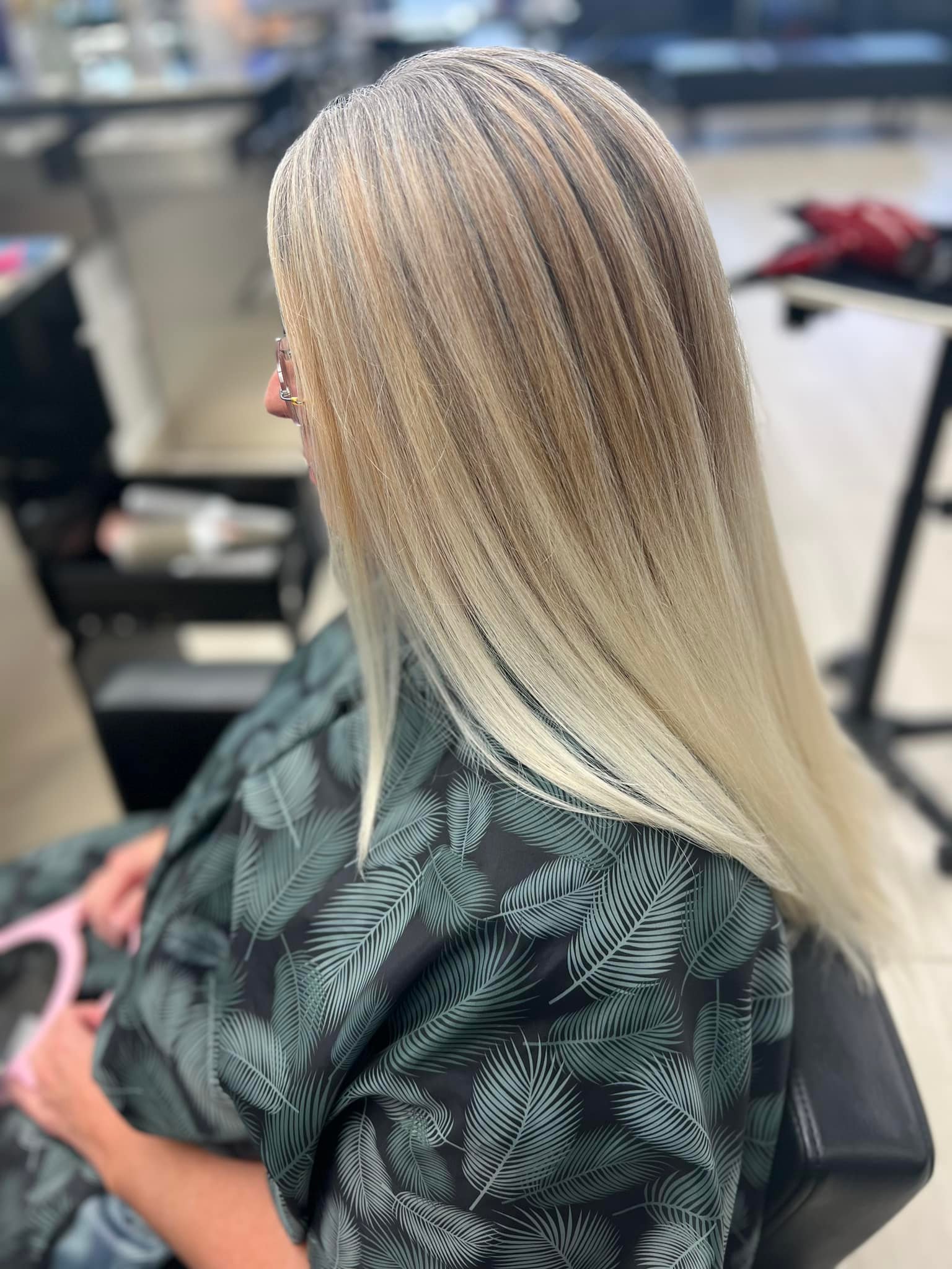 Long Layered Hair With Gray and Ash Tones Long Layered Hair With Gray and Ash Tones — Gray Blending Highlights