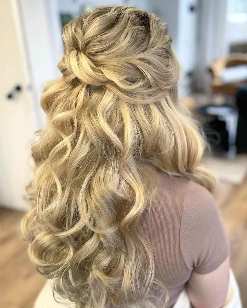 Blonde Intricate Braided Detail Blonde Intricate Braided Detail — Winter Half Up Half Down Hairstyles