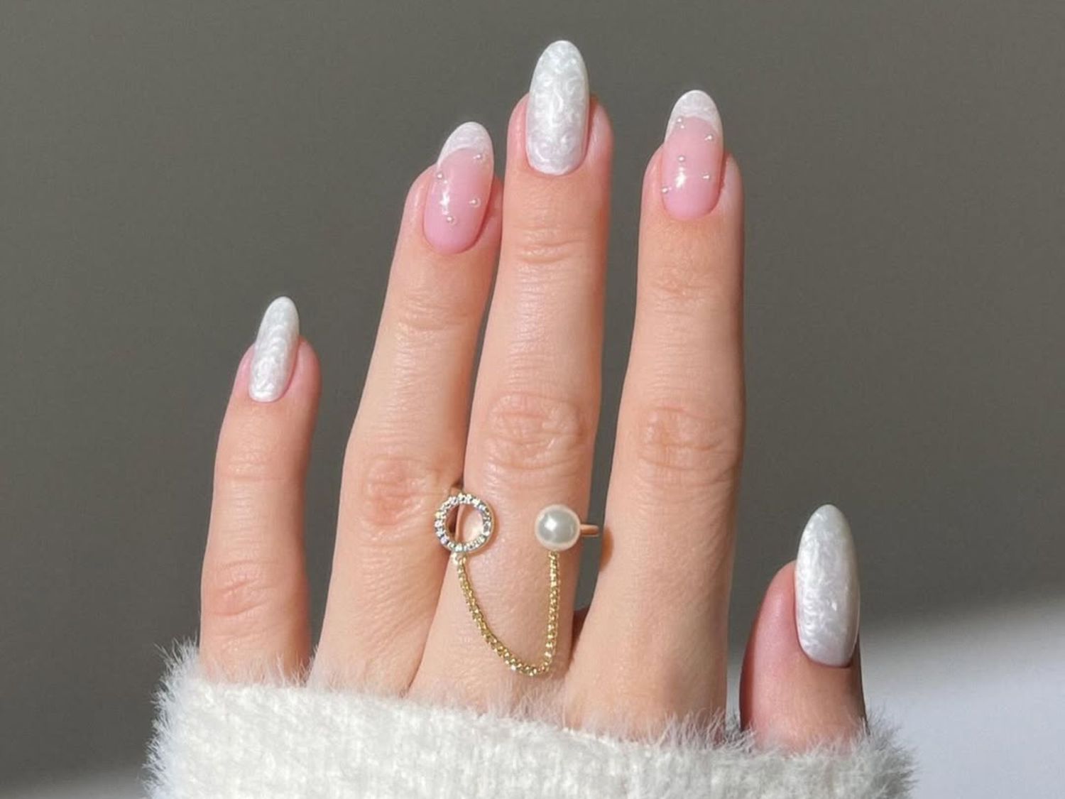 Pearl Accent Textured French Pearl Accent Textured French — Winter Nails
